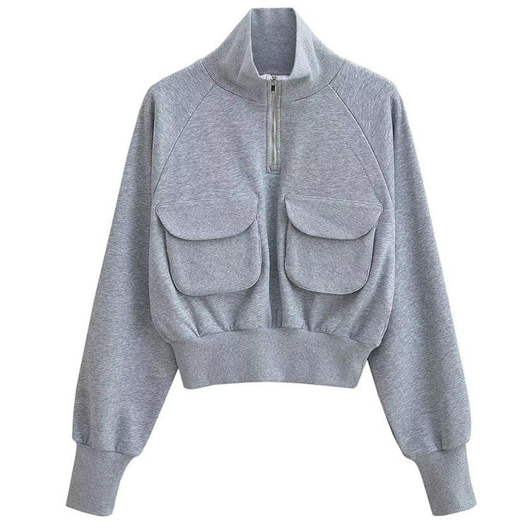 Cute Everyday Outfits, Outfit Inspo Casual Front Pockets Grey Zip Up Sweatshirt