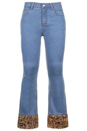 Cute Everyday Outfits, Outfit Inspo Casual Fuzzy Leopard Trim Jeans