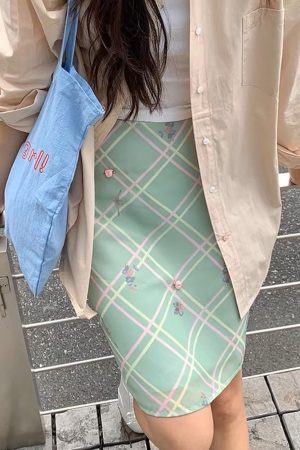 Cute Everyday Outfits, Outfit Inspo Casual Garden Of Envy Mint Green Plaid Skirt