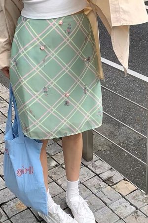 Cute Everyday Outfits, Outfit Inspo Casual Garden Of Envy Mint Green Plaid Skirt