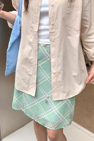 Cute Everyday Outfits, Outfit Inspo Casual Garden Of Envy Mint Green Plaid Skirt