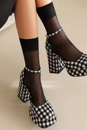 Cute Everyday Outfits, Outfit Inspo Casual Gingham Mary Jane Platform Heels
