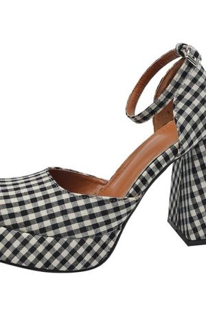 Cute Everyday Outfits, Outfit Inspo Casual Gingham Mary Jane Platform Heels