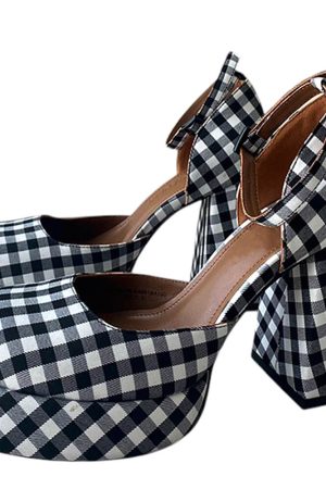Cute Everyday Outfits, Outfit Inspo Casual Gingham Mary Jane Platform Heels