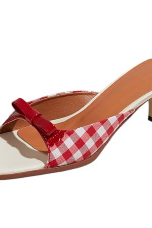 Cute Everyday Outfits, Outfit Inspo Casual Gingham Picnic Bow Heeled Mules
