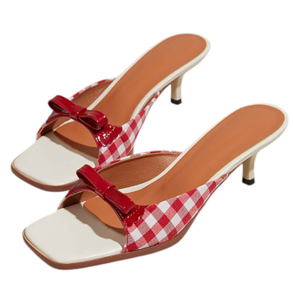 Cute Everyday Outfits, Outfit Inspo Casual Gingham Picnic Bow Heeled Mules Cute Everyday Outfits, Outfit Inspo Casual Gingham Picnic Bow Heeled Mules