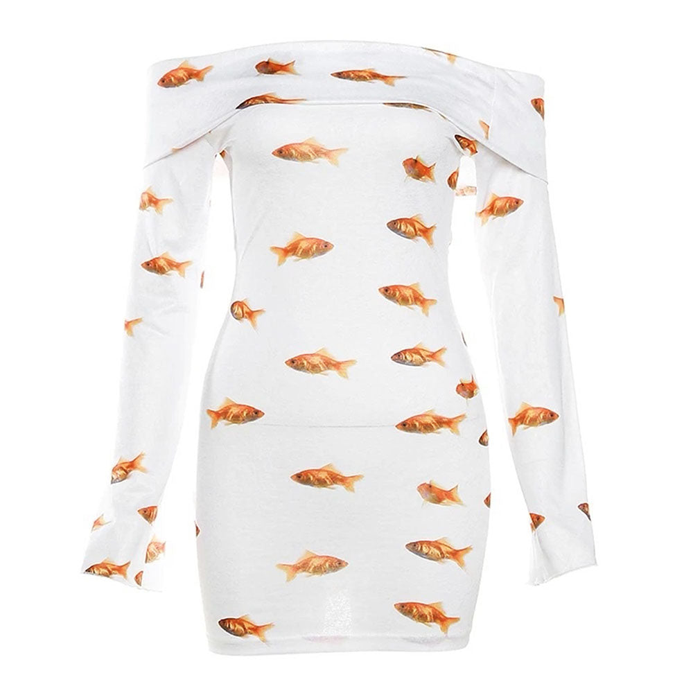 Cute Everyday Outfits, Outfit Inspo Casual Goldfish Off Shoulder Mini Dress