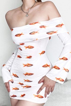 Cute Everyday Outfits, Outfit Inspo Casual Goldfish Off Shoulder Mini Dress