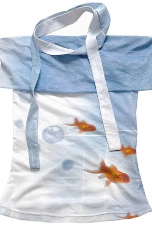 Cute Everyday Outfits, Outfit Inspo Casual Goldfish Print Off-Shoulder Top