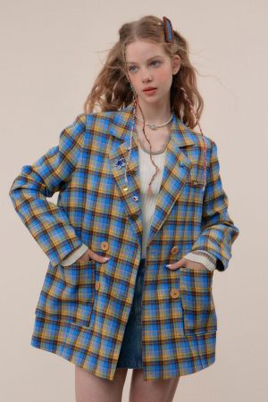 Cute Everyday Outfits, Outfit Inspo Casual Good Manners Oversized Plaid Blazer