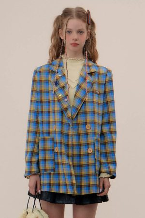 Cute Everyday Outfits, Outfit Inspo Casual Good Manners Oversized Plaid Blazer