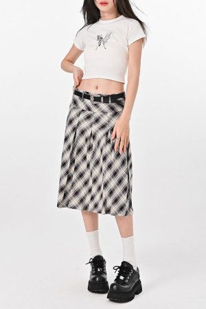 Cute Everyday Outfits, Outfit Inspo Casual Good Manners Plaid Kilt Skirt