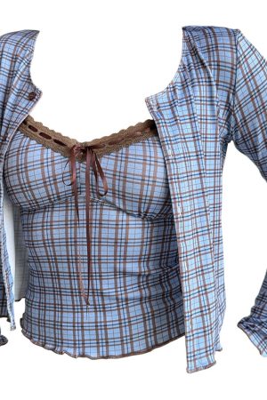 Cute Everyday Outfits, Outfit Inspo Casual Gossip Goes Around Plaid Top + Cardigan Set