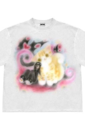 Cute Everyday Outfits, Outfit Inspo Casual Graffiti Dreams Cat Shirt