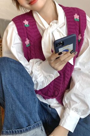 Cute Everyday Outfits, Outfit Inspo Casual Grandmacore Knit Vest