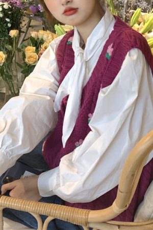 Cute Everyday Outfits, Outfit Inspo Casual Grandmacore Knit Vest