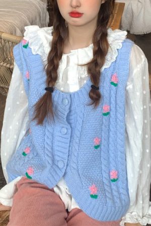 Cute Everyday Outfits, Outfit Inspo Casual Grandmacore Knit Vest