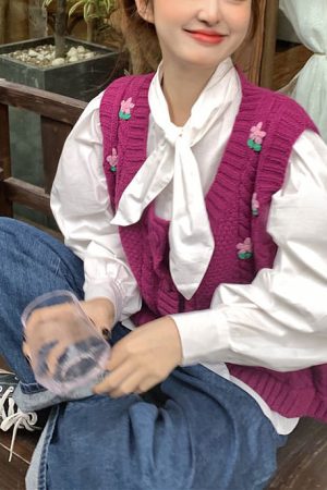 Cute Everyday Outfits, Outfit Inspo Casual Grandmacore Knit Vest