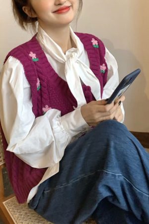 Cute Everyday Outfits, Outfit Inspo Casual Grandmacore Knit Vest