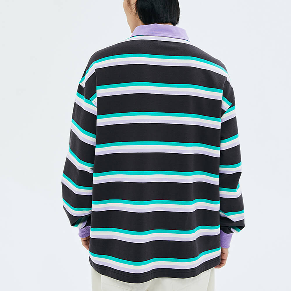Cute Everyday Outfits, Outfit Inspo Casual Grape & Mint Stripe Rugby Polo Shirt Cute Everyday Outfits, Outfit Inspo Casual Grape & Mint Stripe Rugby Polo Shirt