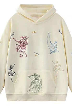 Cute Everyday Outfits, Outfit Inspo Casual Greek-Roman Art Embroidery Aesthetic Hoodie