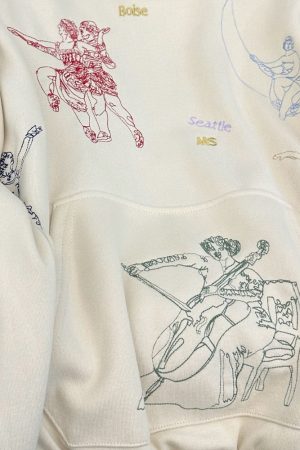 Cute Everyday Outfits, Outfit Inspo Casual Greek-Roman Art Embroidery Aesthetic Hoodie