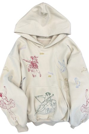 Cute Everyday Outfits, Outfit Inspo Casual Greek-Roman Art Embroidery Aesthetic Hoodie