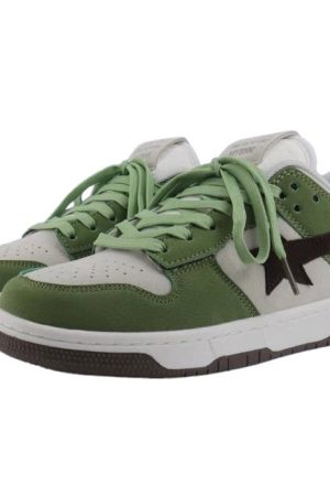 Cute Everyday Outfits, Outfit Inspo Casual Green & Black Aesthetic Star Sneakers