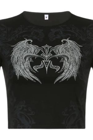 Cute Everyday Outfits, Outfit Inspo Casual Grunge Aesthetic Angel Wings Crop Top