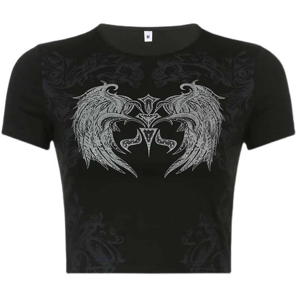 Cute Everyday Outfits, Outfit Inspo Casual Grunge Aesthetic Angel Wings Crop Top