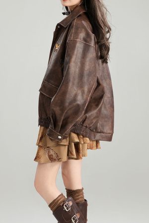 Cute Everyday Outfits, Outfit Inspo Casual Grunge Aesthetic Butterfly Leather Jacket
