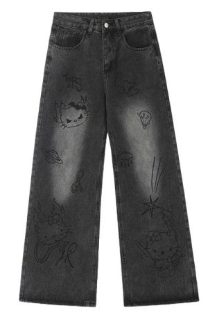 Cute Everyday Outfits, Outfit Inspo Casual Grunge Aesthetic Cat Jeans