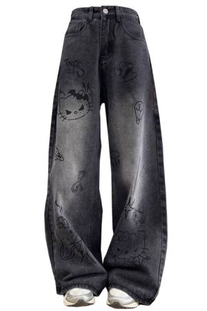 Cute Everyday Outfits, Outfit Inspo Casual Grunge Aesthetic Cat Jeans