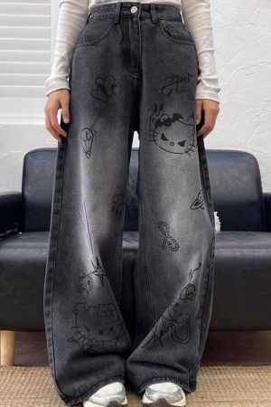 Cute Everyday Outfits, Outfit Inspo Casual Grunge Aesthetic Cat Jeans