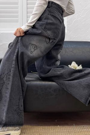 Cute Everyday Outfits, Outfit Inspo Casual Grunge Aesthetic Cat Jeans