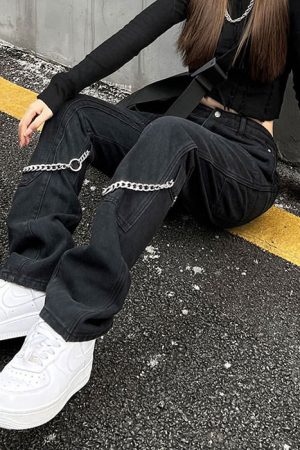 Cute Everyday Outfits, Outfit Inspo Casual Grunge Aesthetic Chain Jeans