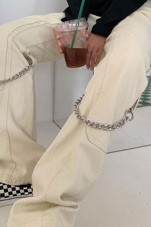 Cute Everyday Outfits, Outfit Inspo Casual Grunge Aesthetic Chain Jeans