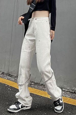 Cute Everyday Outfits, Outfit Inspo Casual Grunge Aesthetic Chain Jeans