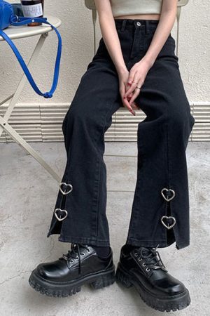 Cute Everyday Outfits, Outfit Inspo Casual Grunge Aesthetic Flare Slit Jeans