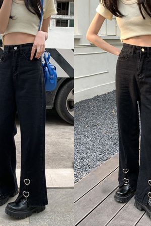 Cute Everyday Outfits, Outfit Inspo Casual Grunge Aesthetic Flare Slit Jeans