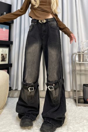 Cute Everyday Outfits, Outfit Inspo Casual Grunge Aesthetic Knee Buckle Jeans