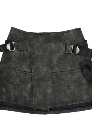 Cute Everyday Outfits, Outfit Inspo Casual Grunge Aesthetic Safety Belt Wrap Skirt