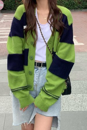 Cute Everyday Outfits, Outfit Inspo Casual Grunge Aesthetic Striped Cardigan