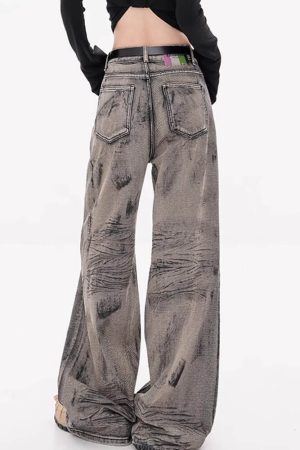 Cute Everyday Outfits, Outfit Inspo Casual Grunge Aesthetic Wide-Leg Jeans in Grey