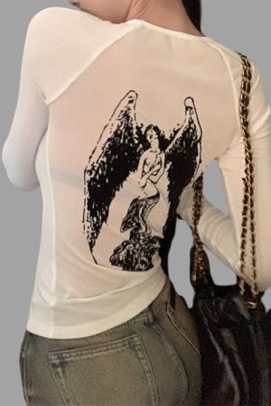 Cute Everyday Outfits, Outfit Inspo Casual Grunge Angel Back Top