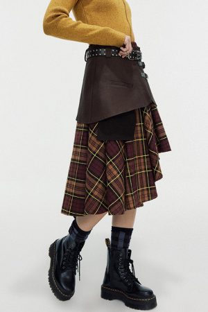 Cute Everyday Outfits, Outfit Inspo Casual Grunge Asymmetrical Plaid Skirt