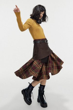 Cute Everyday Outfits, Outfit Inspo Casual Grunge Asymmetrical Plaid Skirt