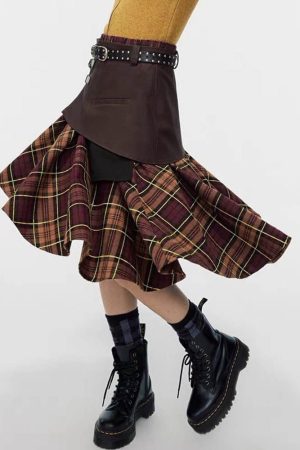 Cute Everyday Outfits, Outfit Inspo Casual Grunge Asymmetrical Plaid Skirt