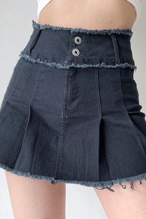 Cute Everyday Outfits, Outfit Inspo Casual Grunge Denim Pleated Skirt