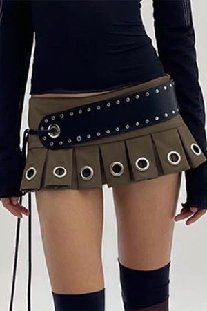 Cute Everyday Outfits, Outfit Inspo Casual Grunge Eyelet Pleated Micro Skirt